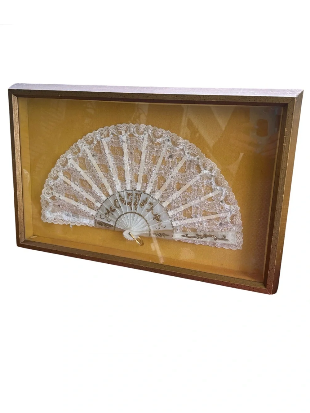 Vintage Framed Lace Hand Fan